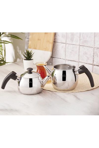 Karaca Adelya Mini Size Black Teapot Set with Induction Base