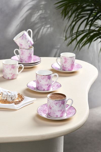 Karaca Quartz Coffee Cup for 6 Persons Pink 80 ml