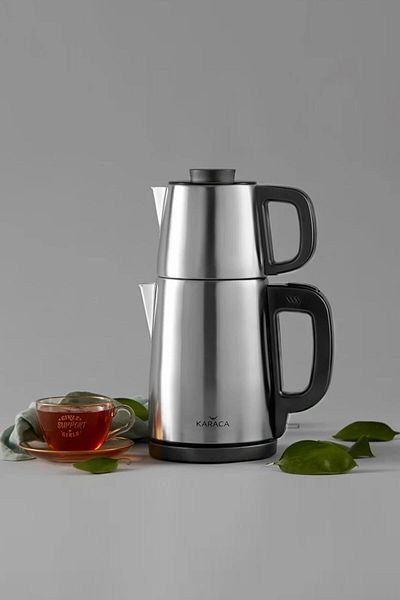 Karaca Tea Break 2 In 1 Steel Kettle Tea Machine Inox Black