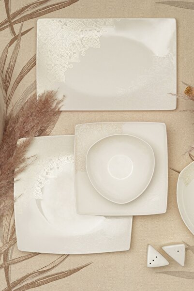 Karaca Square Bone Seha 60 Parça 12 Kişilik Yemek Takımı