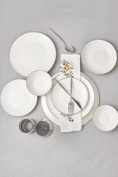 Karaca Alicia 24 Parça 6 Kişilik Porselen Platinium Yemek Takımı