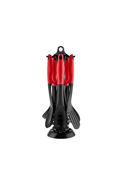 Karaca Defy Red 6 Piece Serving Set with Stand