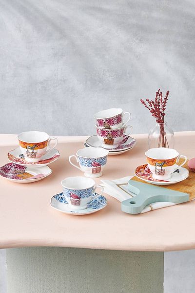 Karaca Std Madagascar 6-Person Coffee Cup Set - 80 ml Classic