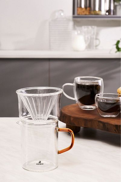 Karaca Draco Borosilicate Glass Dripper Coffee/Filter Coffee Brewing Equipment 450 ml Orange
