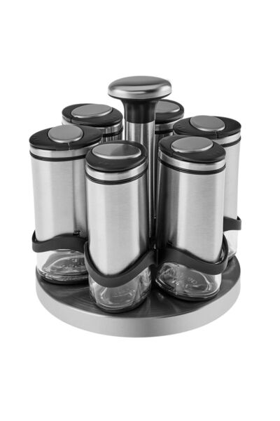 Karaca Walter Inox 6-piece Round Spice Set with Stand