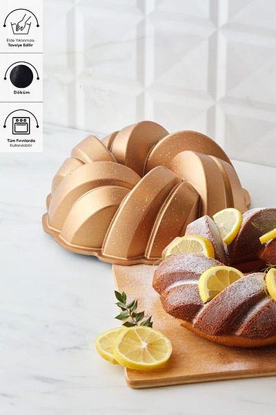 Karaca Knitted Gold Cast Cake Mold 26 Cm