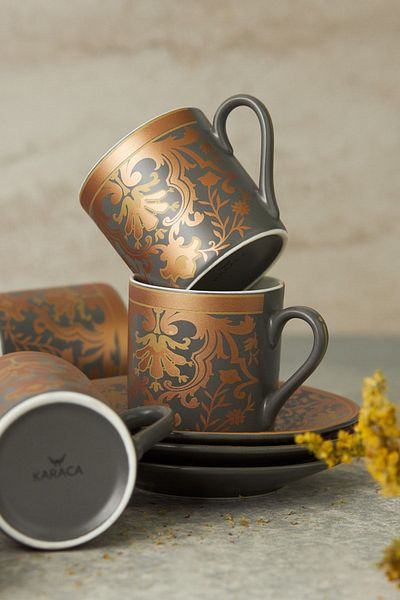 Karaca New Charles 6-Person Coffee Cup Set 80 ml