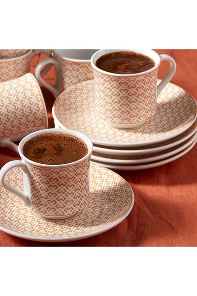 Karaca Apricot Vivi Gold Set of 6 Coffee Cups 70 ml