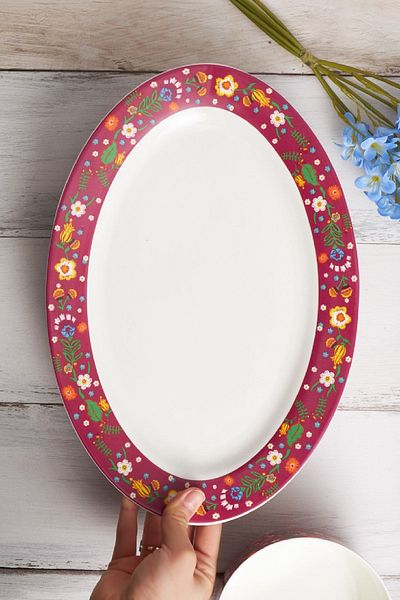 Karaca Flores Boat Plate 35 Cm