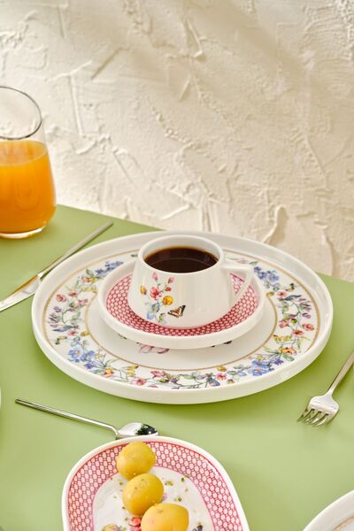 Karaca Streamline Fiesta 6-Person Porcelain Breakfast - 34 Piece Serving Set