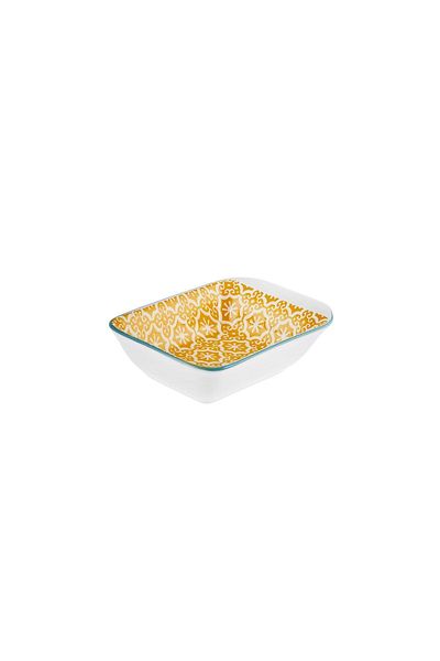 Karaca Floral Yellow Rectangle Snack Bowl 10 Cm