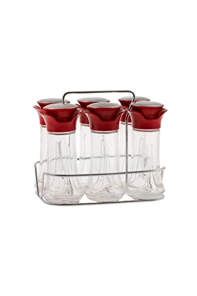 Karaca 7 Piece Nori 7 Piece Spice Set Red Glass