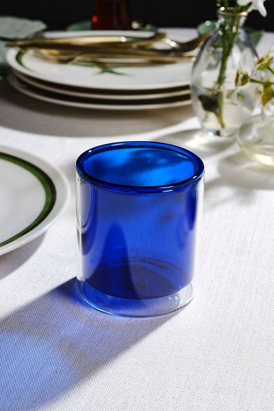 Karaca Pia Double Walled Glass Blue Water Glass 280 ml