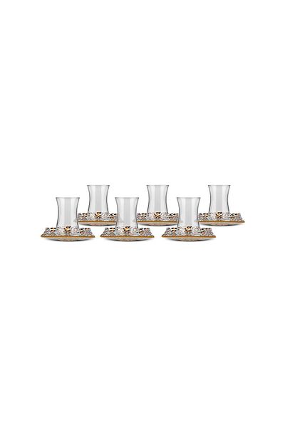 Karaca 12 Piece Leopard Square Tea Set for 6 People