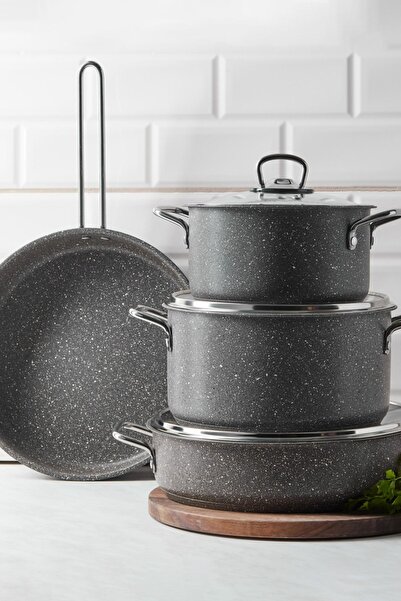 Karaca Biogranit Steel Plus 7 Parça Tencere Seti Gri