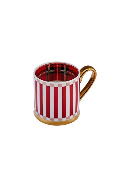 Karaca New Year New Year Red Striped 330 ml Mug