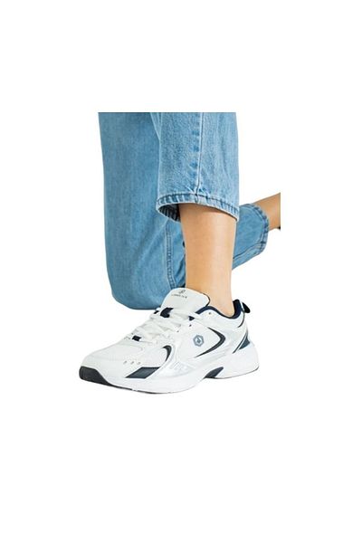 Hammer Jack 23144 Women's Orthopedic Sneakers - White Navy Blue, Thick Sole and Casual Sports Shoes