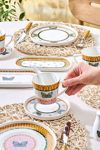 Karaca Forever Bone Papillon 33 Piece Breakfast Set for 6 People