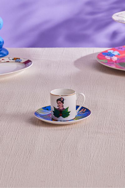 Karaca Frida Blue 90 ml Coffee Cup and Saucer Set