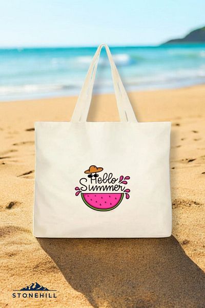 stonehill Hello Summer - Φυσική πάνινη τσάντα παραλίας, μοτίβο καρπούζι