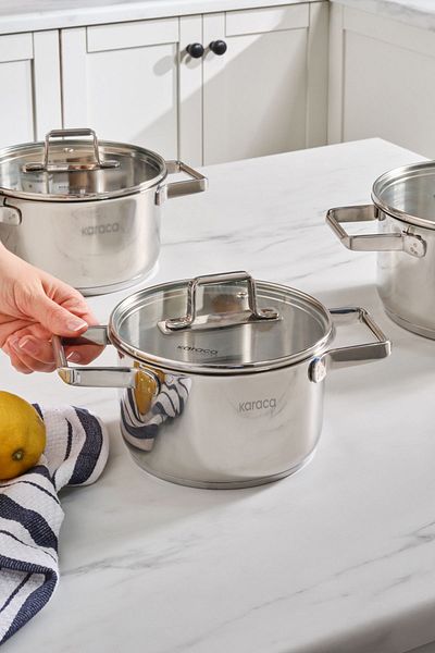 Karaca Valora 6-Piece Midi Steel Pot Set with Induction Base