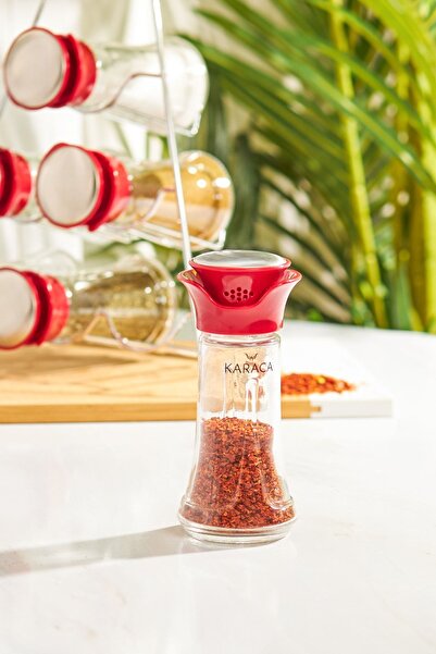 Karaca Glass Nori 7 Piece Triangle Spice Set - Red