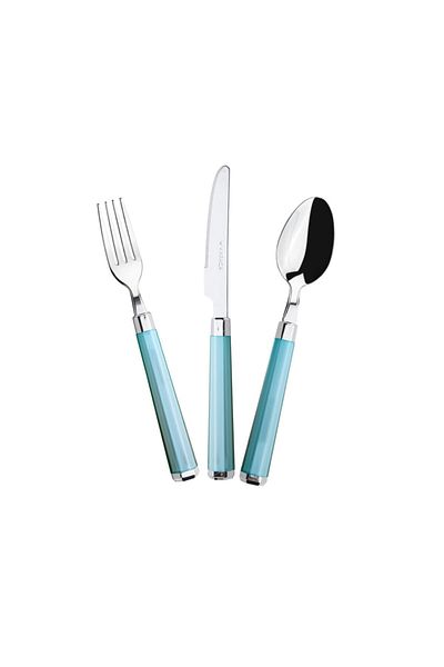 Karaca Freya Green 18 Piece Dessert Fork Spoon Knife Set for 6 Persons