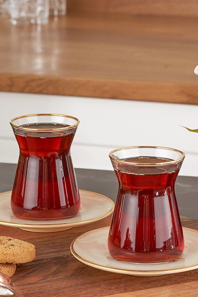 Karaca Teeservice im Retro-Look für 6 Personen in Beige