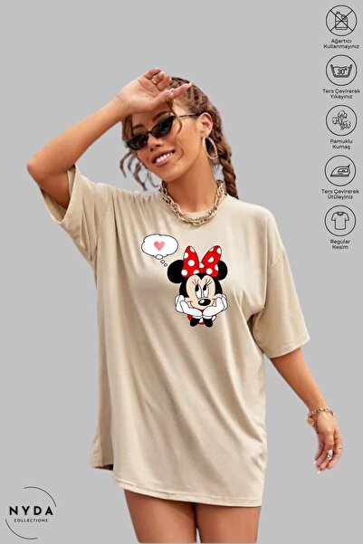Nyda Collections Tricou cu mânecă scurtă cu imprimeu Mickey Mouse, din bumbac...