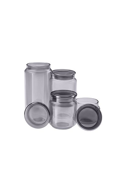 Karaca Navas 4-Piece Anthracite Silicone Jar/Storage Container Set with Lid