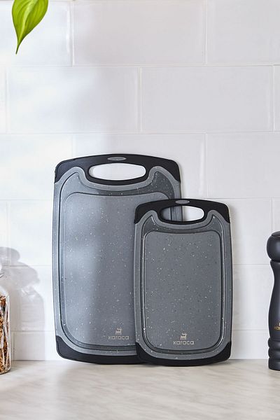 Karaca Daily Granite Patterned Gray 2-Piece Cutting Board