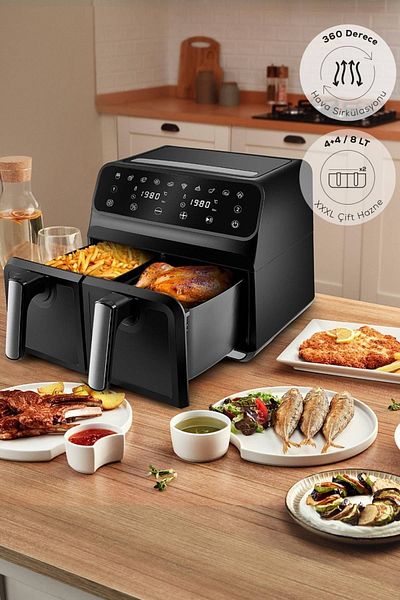 Karaca Multifry Xxxl 4+4 Liter Digital Twin Zweikammer-Airfryer
