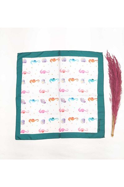 Fular Marketi Seahorse Pattern - Rayon Silk Bandana Price Is for 1 Piece