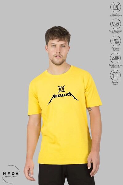 Nyda Collections Metallica majica sa printom, unisex, oversize, pamučna - okr...