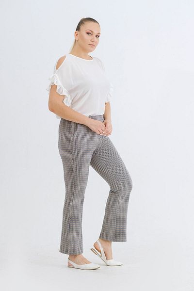 EVEN plus size Checkered Elastic Waist Large Size Women's Trousers