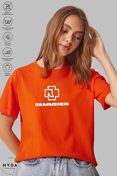 Nyda Collections Rammstein majica sa printom, unisex, oversize, pamučna - okr...