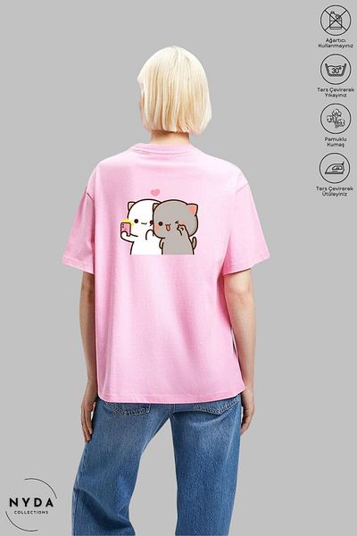 Nyda Collections Μπλουζάκι με λαιμόκοψη Unisex Oversize - Bubu Dudu Selfie Print, Βαμβακερό, Κοντό μανίκι