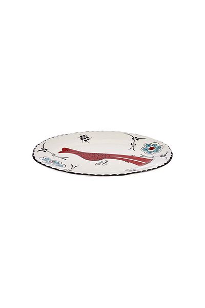 Karaca Paye Seljuk Series Bird Porcelain Boat Plate 25 cm