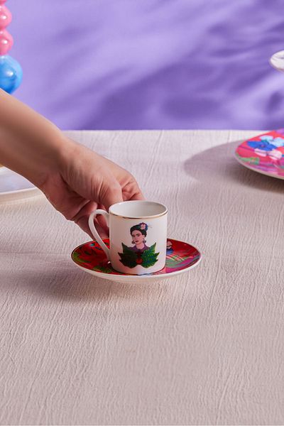 Karaca Frida Red Coffee Cup and Saucer - 90 ml