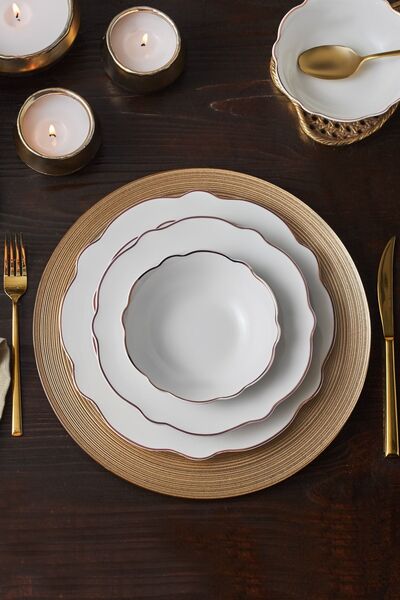 Karaca Daisy Rose Wave Shape 24 Parça 6 Kişilik Porselen Yemek Takımı