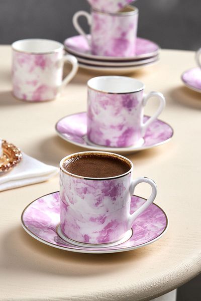 Karaca Quartz Coffee Cup for 6 Persons Pink 80 ml