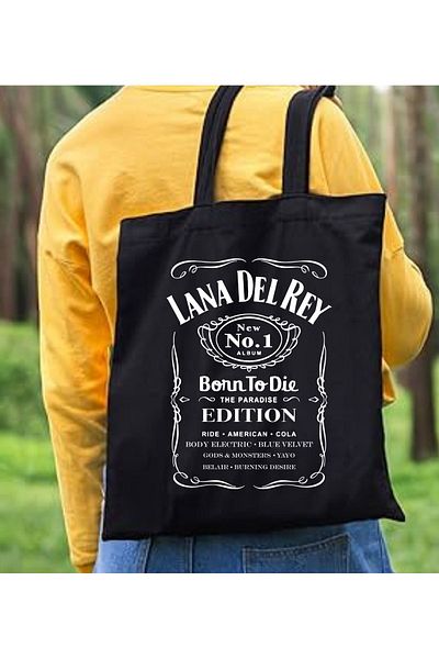 Cemira Lana Del Rey Born To Die Black Canvas Bag - Χοντρό υφασμάτινο τσαντάκι ώμου και τσάντα αγορών