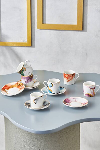 Karaca Ateş 6 Kişilik Kahve Fincan Takımı 80 ml