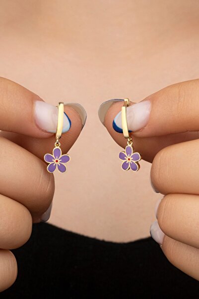 Silvano Jewelry 925 Ayar Rose Mineli Çocuk Küpesi