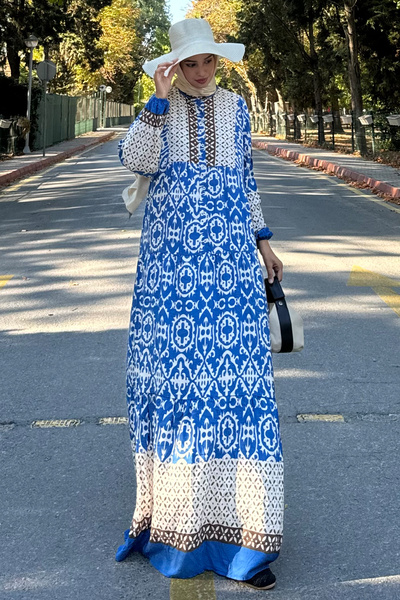 QLAY Μπλε oversized Βισκόζη Καλοκαιρινό Γυναικείο Φόρεμα