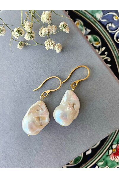 Tasarım Gerçek Barok İnci Çelik Küpe Doğal İnci Küpe