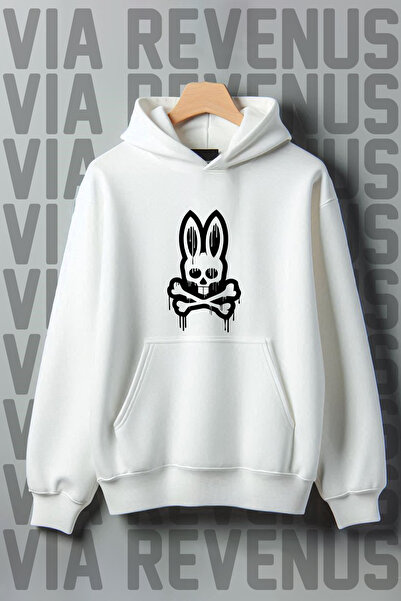 Vordevia Bad Bunny Štampano - 3 niti klokanski džep bela K Sa kapuljačom širo...