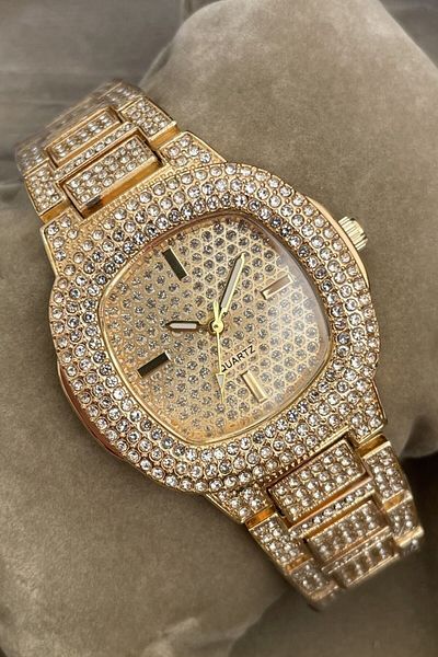 Leerybee Zircon Stone Patek Model Metal Women's Wristwatch Special Black Branded Gift for Mother in Box
