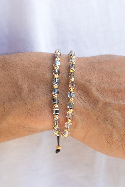 Cenova Jewelry 14 Ayar Altın Dorika Detaylı Kübik Bileklik