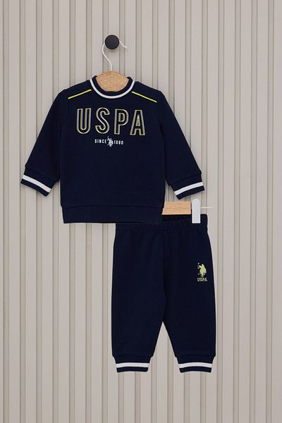 U.S. Polo Assn. طقم أطفال مكون من قطعتين باللون الأزرق الداكن